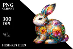 Colorful Bunny Made of on Splashy Background, Transparent Product Image 2