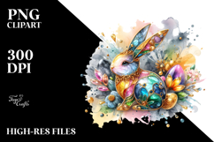 Colorful Bunny Made of on Splashy Background, Transparent Product Image 2