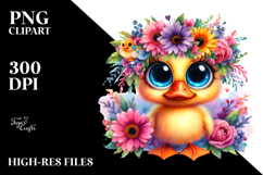 Vibrant Baby Duck with Flower Crown PNG Product Image 2