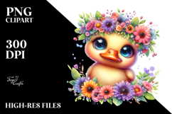 Vibrant Baby Duck with Flower Crown PNG Product Image 2