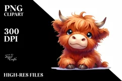Expressive Highland Cow with Goofy Smile PNG Product Image 3