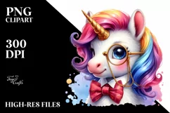 Baby Unicorn with Monocle, PNG Product Image 3
