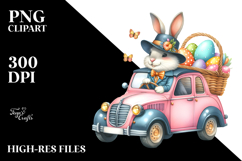 Creative Funny Bunny Car Easter Eggs PNG Product Image 2