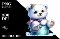 Colorful Baby Polar Bear in Bucket | Clipart Product Image 3