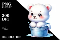 Colorful Baby Polar Bear in Bucket | Clipart Product Image 3
