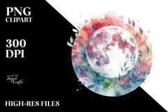 Moon Foliage Watercolor Vibrant | Clipart Product Image 3