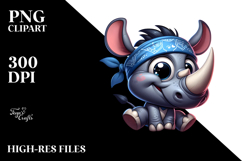 Innocent Rhino with Bandana PNG Product Image 2