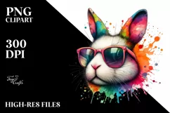 Colorful Quirky Rabbit Sunglasses Clipart Product Image 3