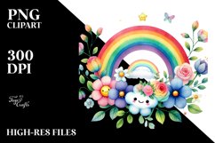 Cute Rainbow Flowers PNG Product Image 2