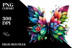 Abstract Vibrant Watercolor Butterfly PNG Product Image 1