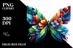 Abstract Vibrant Watercolor Butterfly PNG Product Image 3