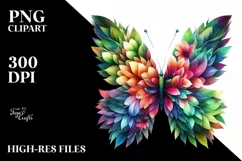 Abstract Vibrant Watercolor Butterfly PNG Product Image 1
