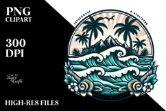 Retro Tropical Island Waves, Clipart Product Image 2