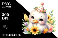 Colorful Baby Swan with Party Hat | Clipart Product Image 1