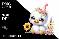 Colorful Baby Swan with Party Hat | Clipart Product Image 3