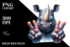 Funny Rhino Victory Sign Clipart Product Image 3