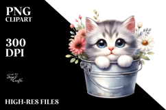 Cute Baby Cat with Flowers PNG Product Image 2