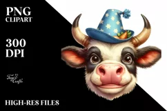 Cow Funny Cowboy Hat Cow Portrait | Sublimation | Clipart Product Image 1