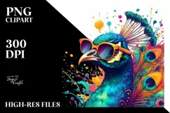 Colorful Quirky Peacock Sunglasses Clipart Product Image 1
