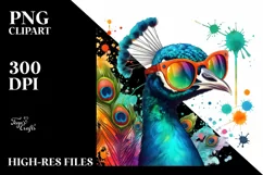 Colorful Quirky Peacock Sunglasses Clipart Product Image 1