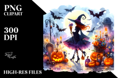 Vibrant Witch for Halloween Drawing | Sublimation | Clipart Product Image 2