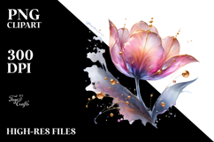 Abstract Glossy Tulip Flower PNG Product Image 2