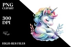 Colorful Pastel Baby Unicorn Clipart Product Image 1