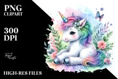 Colorful Pastel Baby Unicorn Clipart Product Image 1