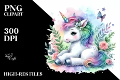 Colorful Pastel Baby Unicorn Clipart Product Image 1