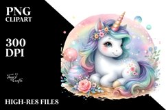 Colorful Pastel Baby Unicorn Clipart Product Image 1