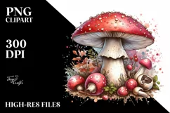Detailed Mushroom Watercolor Splash PNG Product Image 1