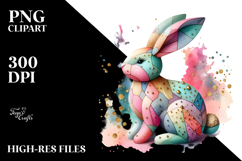 Colorful Bunny Made of Wood on Splashy Background, Product Image 2