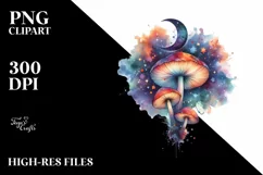 Magical Celestial Astral Mushroom Watercolor Splash | Product Image 3