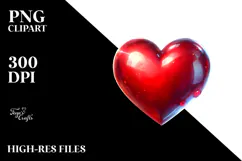 Red Glossy Heart Painting PNG Product Image 2