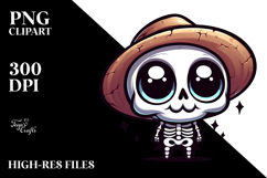 Ridiculously Cute Skeleton with Anime Eyes PNG Product Image 2