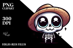 Ridiculously Cute Skeleton with Anime Eyes PNG Product Image 2