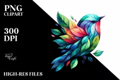 Abstract Vibrant Watercolor Bird PNG Product Image 1
