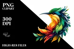 Abstract Vibrant Watercolor Bird PNG Product Image 3