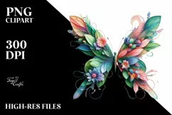 Abstract Vibrant Watercolor Butterfly PNG Product Image 1
