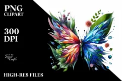 Abstract Vibrant Watercolor Butterfly PNG Product Image 3