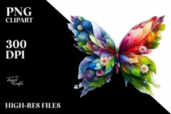 Abstract Vibrant Watercolor Butterfly PNG Product Image 3
