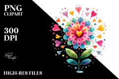 Colorful Heart Petals Boho Flower PNG Product Image 2