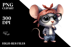 Watercolor Mouse Standing Bandana and Fancy es | Clipart Product Image 2