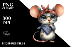 Watercolor Mouse Standing Bandana and Fancy es | Clipart Product Image 2