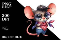 Watercolor Mouse Standing Bandana and Fancy es | Clipart Product Image 2