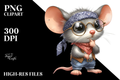Watercolor Mouse Standing Bandana and Fancy es | Clipart Product Image 2