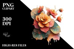 Abstract Wooden Stained Begonia | Sublimation | Clipart Product Image 1