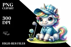 Baby Unicorn with Golfer Attire, PNG Product Image 3