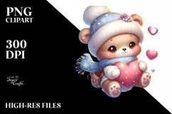 Baby Bear Sleigh Hearts PNG Product Image 3