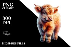 pastel Baby Highland Cow Court PNG Product Image 1